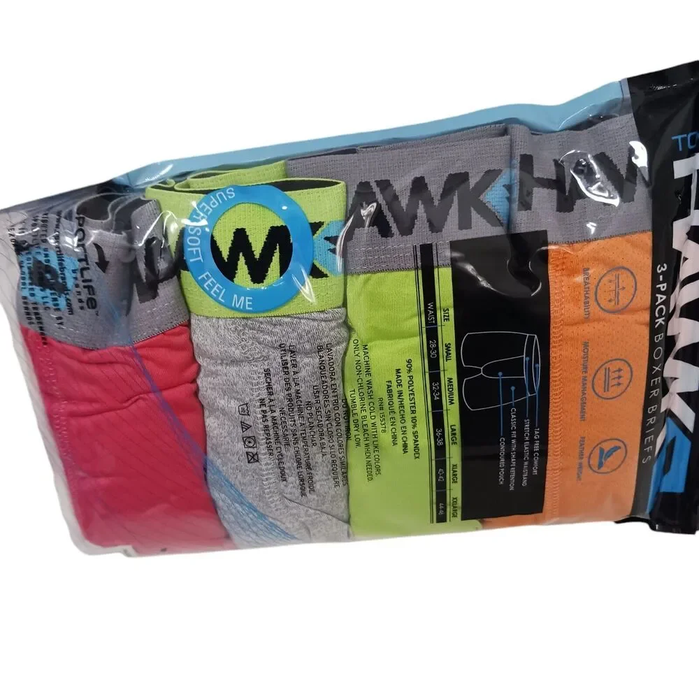 4 Pack TONY HAWK Boxer Briefs Sz‎ L Performance Stretch CONTURED POUCH Colorful